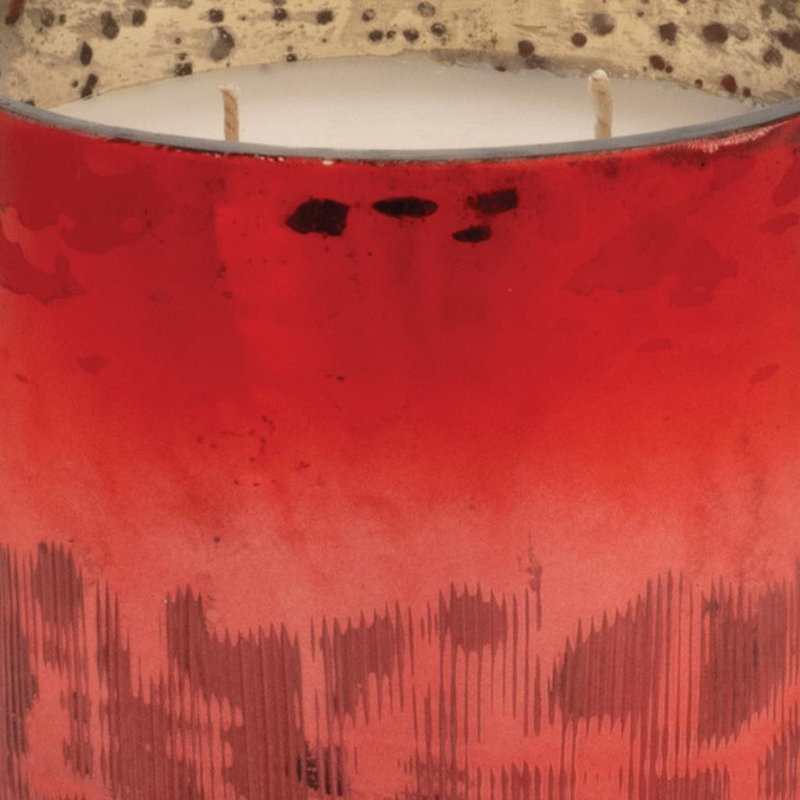 Bougie 4 po à deux mèches parfumées canneberge blanche en verre givré rouge patiné