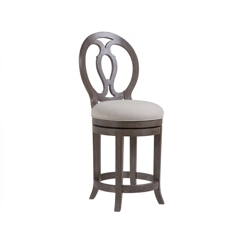 Cohesion Swivel Upholstered Stool, Grigio, Counter Stool (24.5" Seat Height)