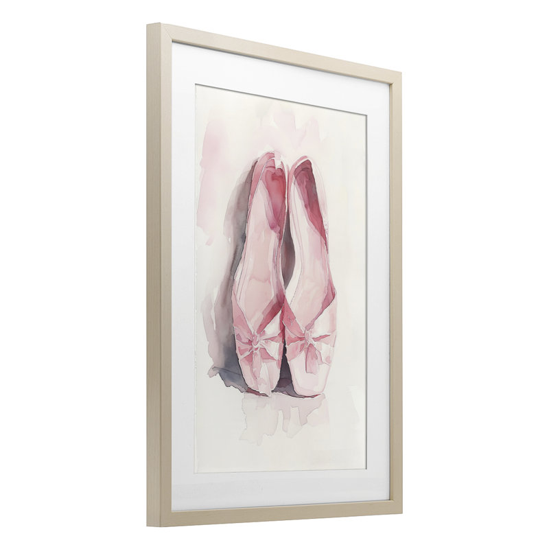 Reproduction encadrée de chaussons de ballet Soft Blush, par Ray Powers, H 20 po x l 14 po, Cadre de récolte en pin