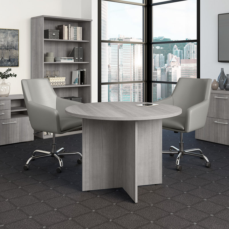 41.38'' Round Conference Table, Platinum Gray, 29.66" H x 41.38" L x 41.38" W