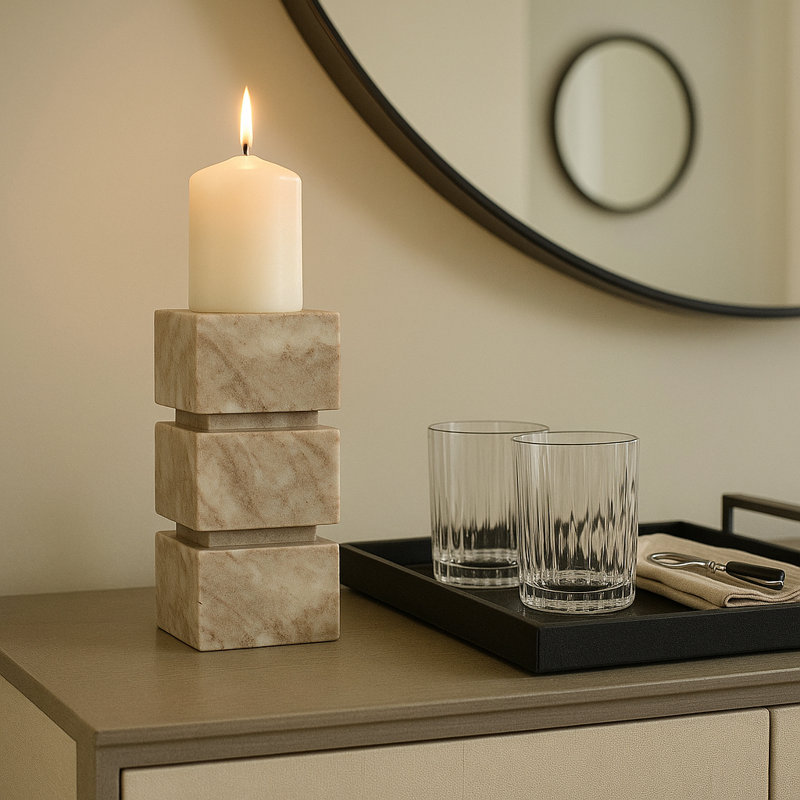 Pillar Candle Holder, 8" H x 4" W x 4" D