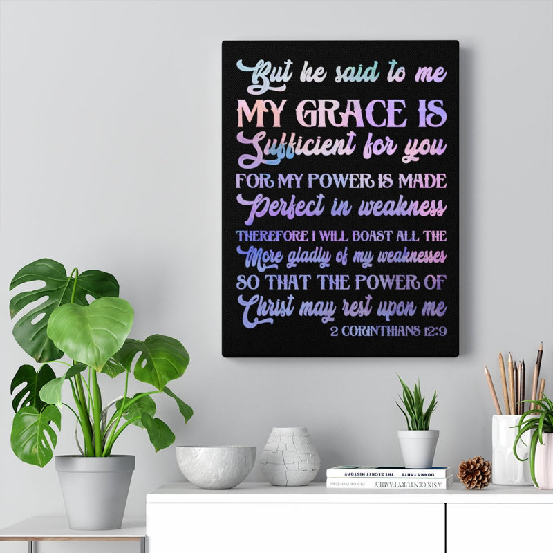 My Grace 2 Corinthians 12: 9 Christian Wall Art, verset de la Bible, impression prête à être accrochée, H 14 po x l 11 po