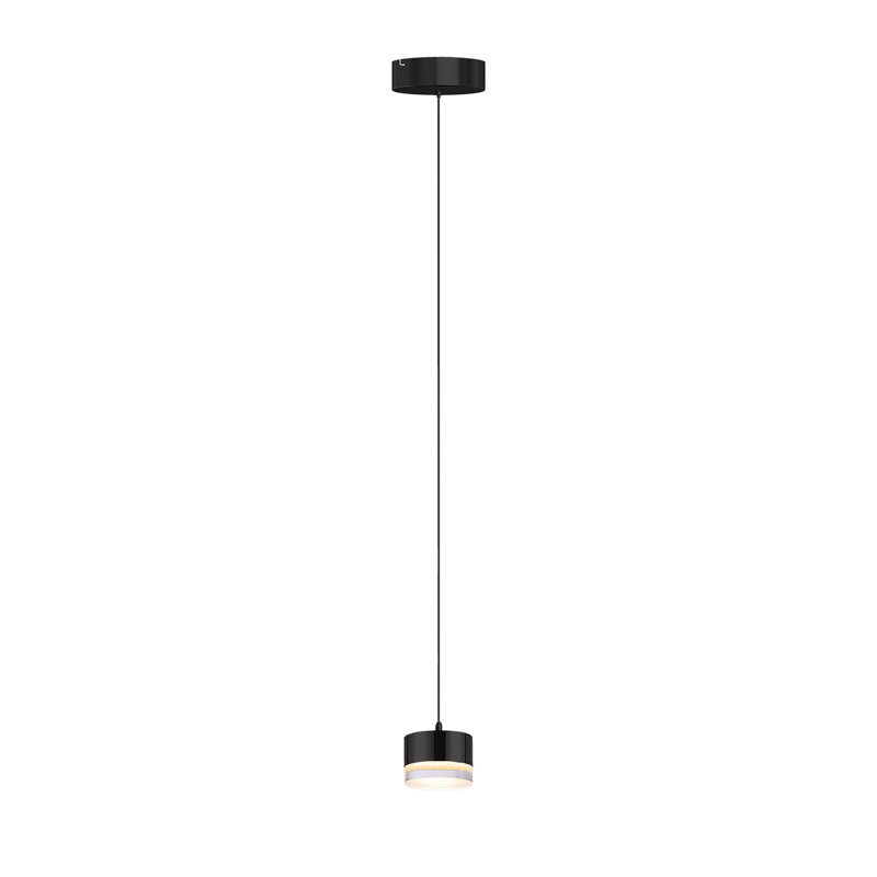 Luminaire suspendu cylindrique à 1 lumière Barnsdall, Noir mat