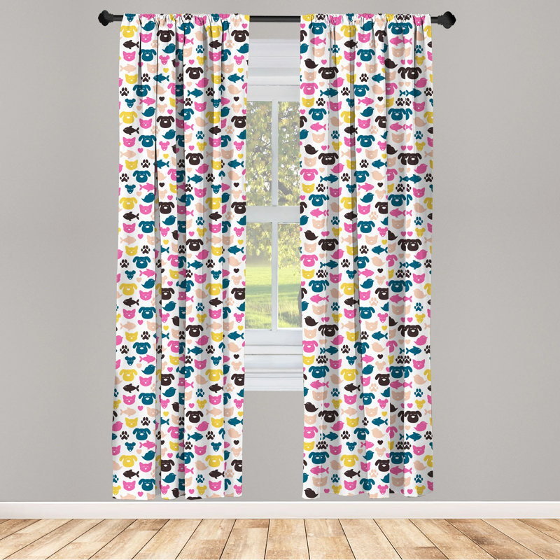Colorful Animal Print Light Filtering Rod Pocket Curtains