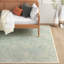 Tapis bleu / ivoire en laine touffeté à la main Milbridge-1301410354