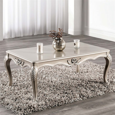 Table basse Roche, 53 pouces, pieds en cabriole classique, bois doré champagne