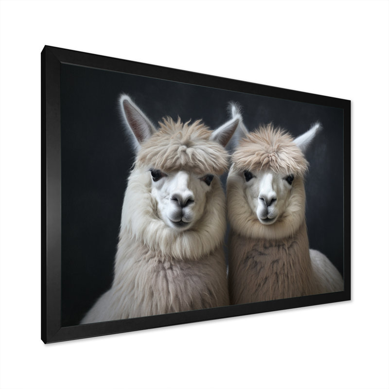 " Two Alcapas Graceful Guardians IV ", 30" H x 40" W x 1.5" D, Black Picture Framed