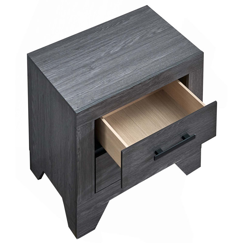 Table de chevet d'appoint Mdern avec 2 tiroirs à queue d'aronde et poignées en métal, Gris