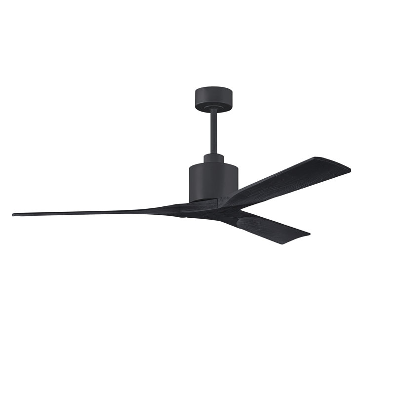Nan 52" Ceiling Fan In Textured Bronze And Matte White Blades, Matte Black, Matte Black, 60"