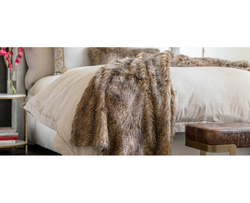 Faux Fur Throw Blanket, Chestnut