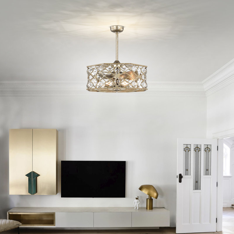 Ventilateur de plafond 19 po à 3 pales avec télécommande Anuradha et ensemble d'éclairage inclus