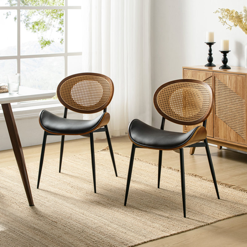 Ema Modern Faux Leather Dining Chair, Black