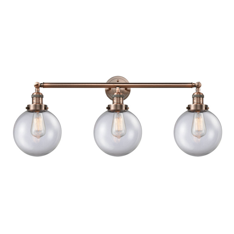 Clementina 3 - Light Dimmable LED Vanity Light, 6 Watt Vinage LED Bulb, Clear, Antique Copper