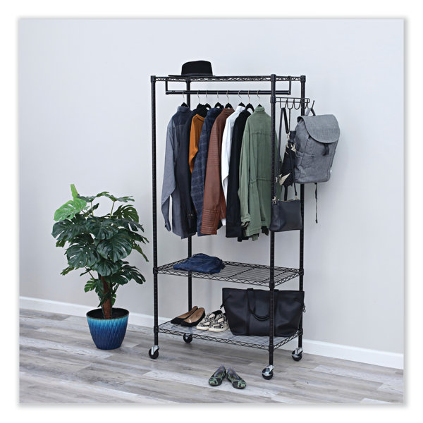 Alera - ALEGR363618BL - Wire Shelving Garment Rack, 30 Garments, 36W x 18D x 75H, Black