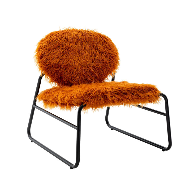 Fauteuil d'appoint industriel Nipote, Fausse fourrure orange