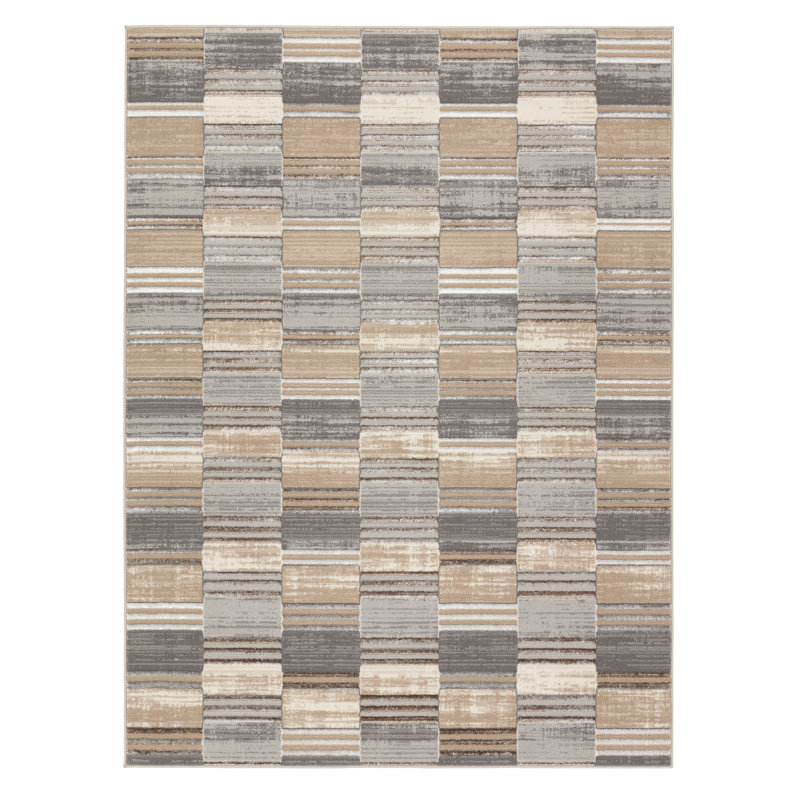 Label J  Rhenium Powerloomed Abstract Gray Area Rug, Rectangle 9'9" x 13'6"