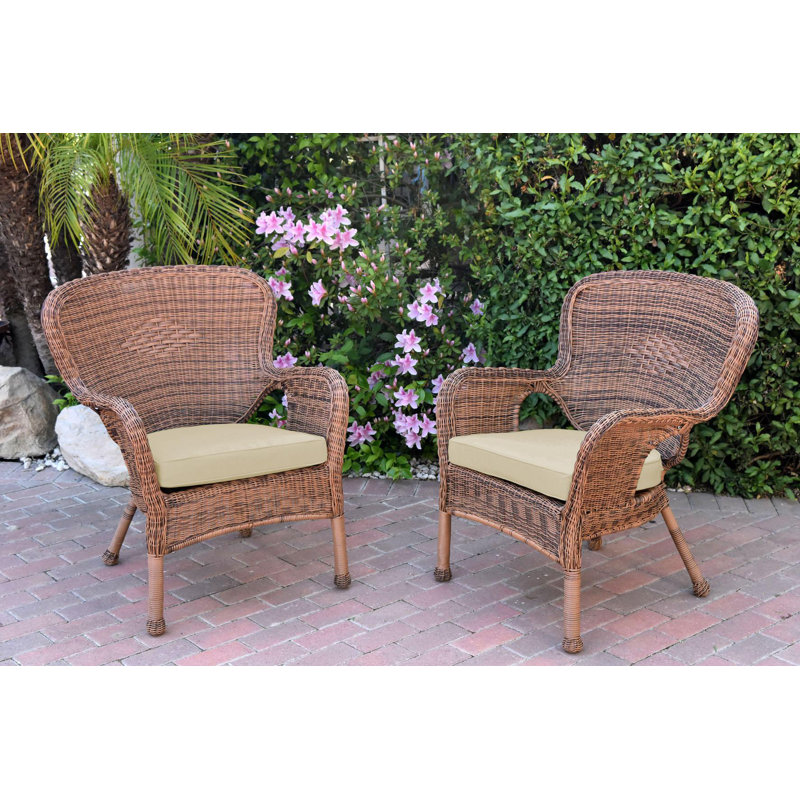 Chaise de patio avec coussins Batchelder, Ivoire, Miel