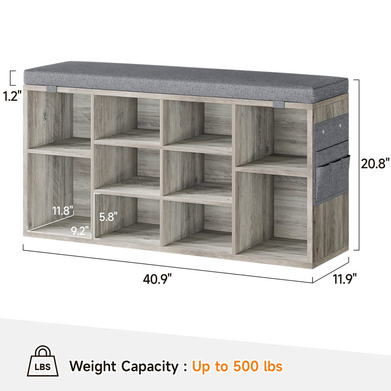 Shoe Storage Bench, Gray