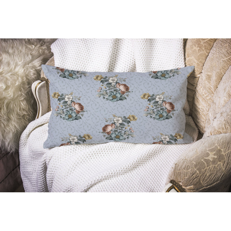Flower and Knop  Rectangular Throw Pillow, Blue