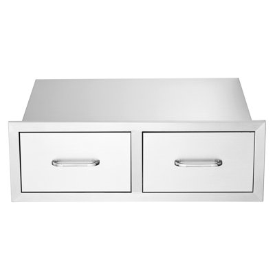 Tiroirs extérieurs pour îlot de barbecue l 29,5 po x H 10 po x P 19,7 po, tiroirs doubles horizontaux, roulement en douceur et bonne protection d'étanchéité