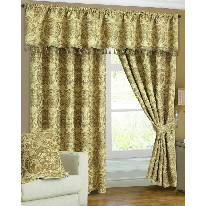 Mckellar Chenille Blackout Curtain Pair, 116 W x 137 D cm, Gold