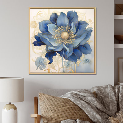 «Blooming Blue & White Chrysanthemum Flower» sur impression sur toile