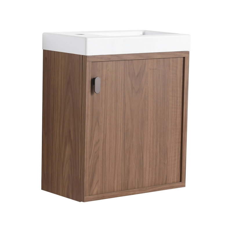 Bathroom Vanity with Top, Natural Walnut