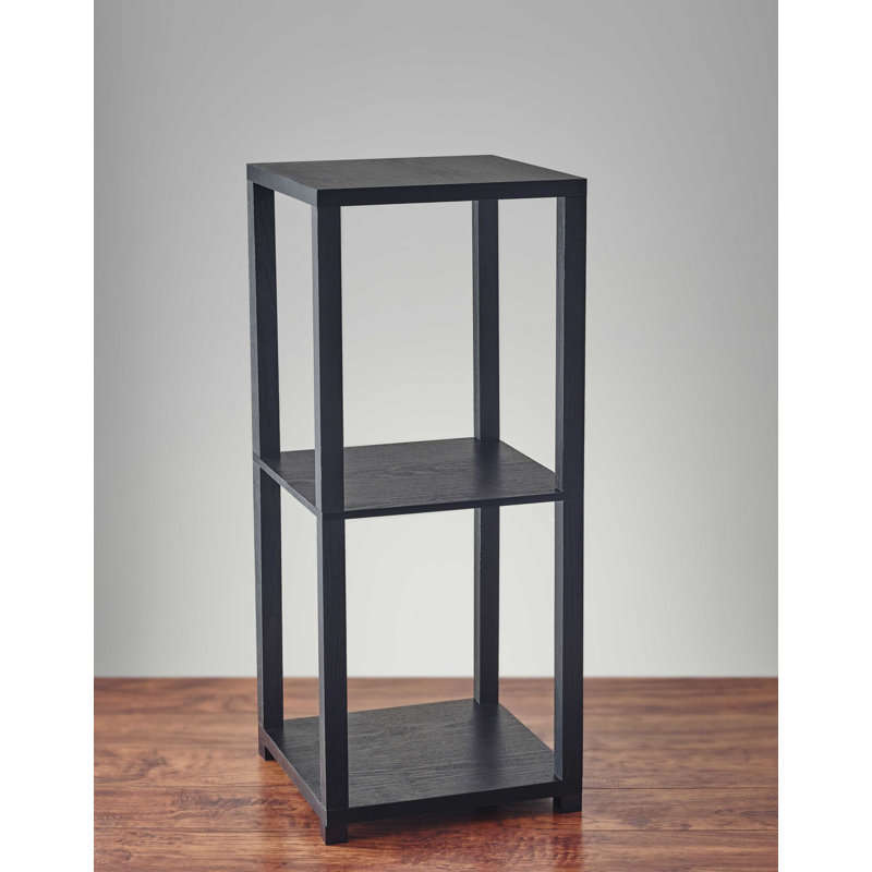  Table de bout contemporaine carrée noire 28 po avec deux tablettes