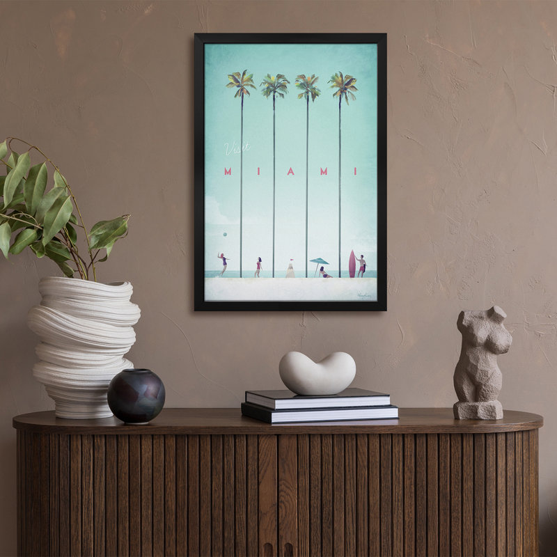 «Visit Miami», affiche encadrée de qualité supérieure par Henry Rivers, H 24 po x l 16 po