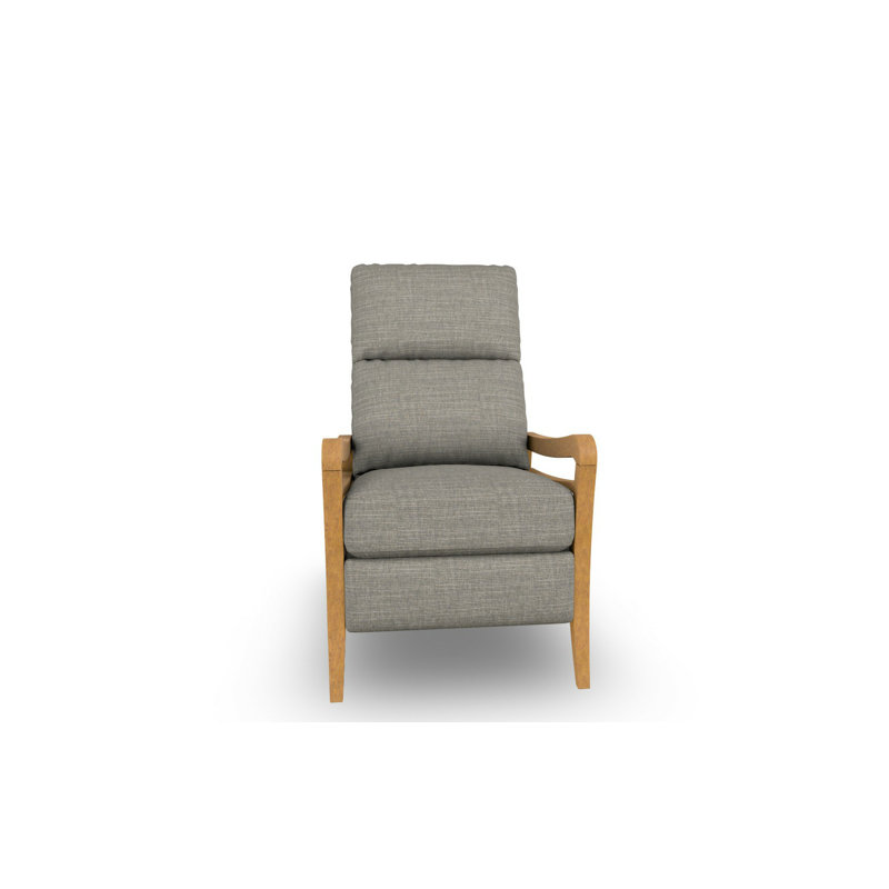Modern High Leg Recliner, Slate, Honey Birch