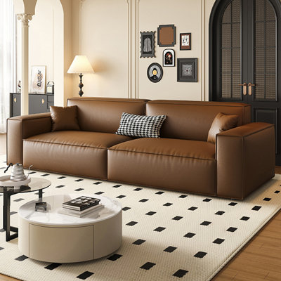 Brown Genuine Leather Modular Sofa