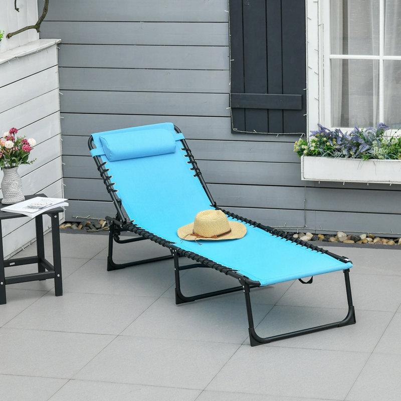 Chaise longue de piscine pliante, Bleu, 1