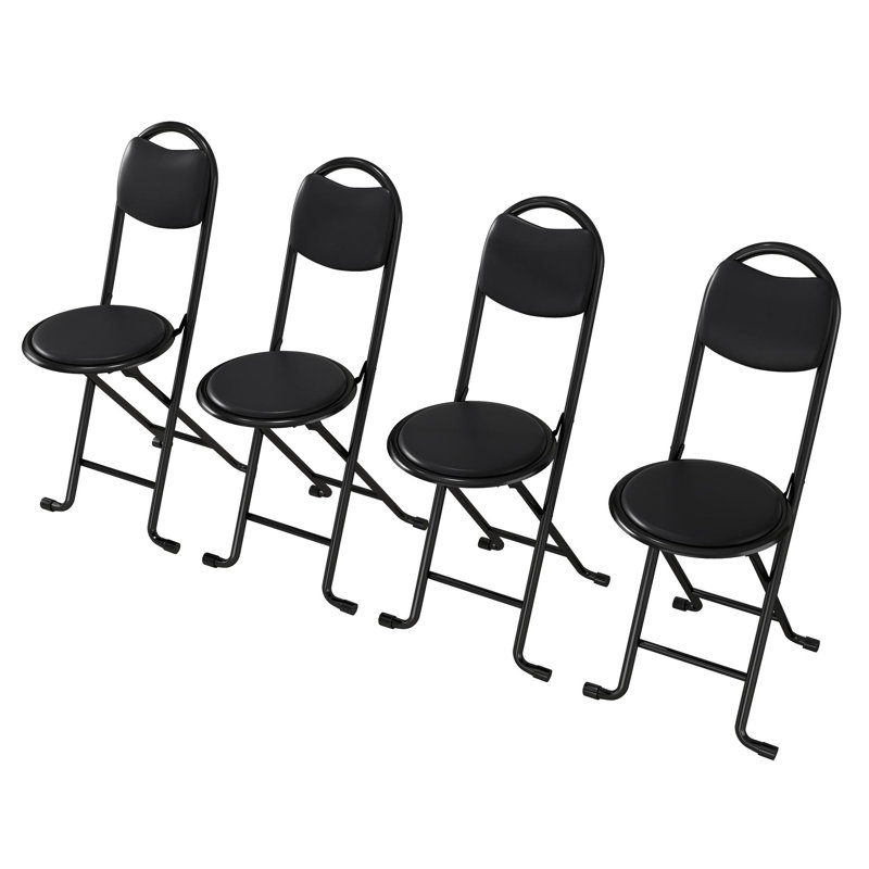 Tabouret pliant 4 pièces avec dossier, tabouret pliant rembourré et rembourré, chaises pliantes portatives pour l'extérieur