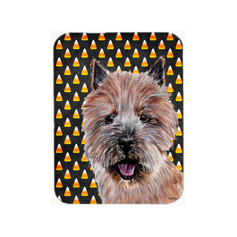 Planche à découper en verre caroline trésors norwich terrier Halloween Candy Corn