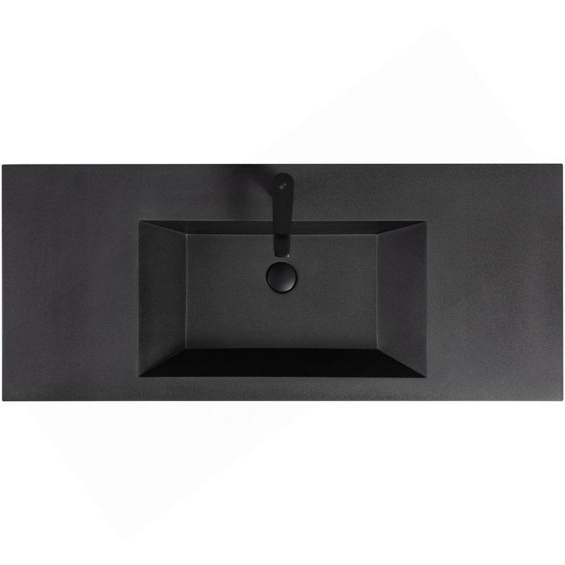 Meuble-lavabo flottant 48 po avec lavabo, meuble-lavabo mural moderne avec lavabo à quartz noir et tiroirs à fermeture en douceur 48 po