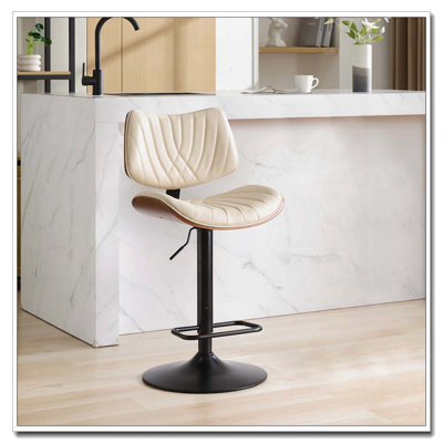 PU Faux Leather Upholstered 360°Swivel Bar Chairs Bar Stools,Adjustable Counter Height