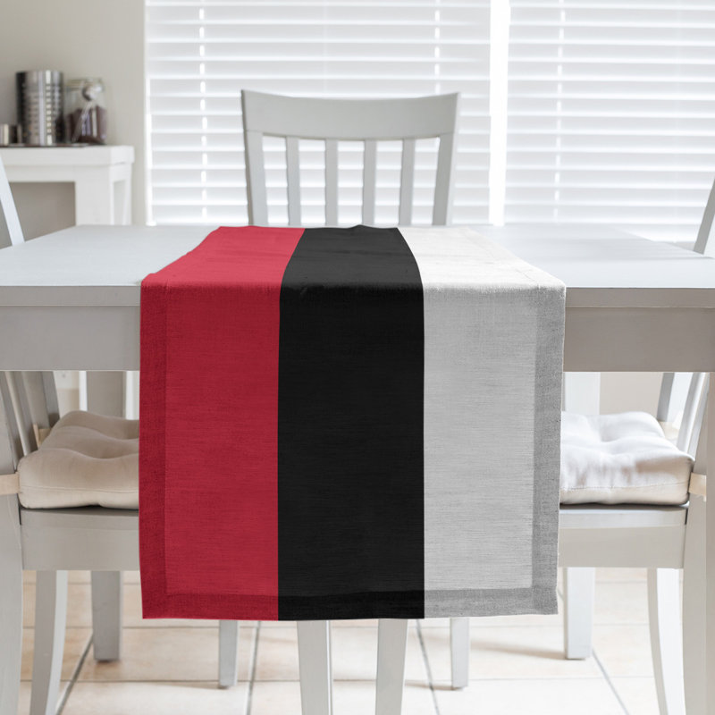 Boston Table Runner, 72" x 16", Polyester, Washington,Red/Black/White