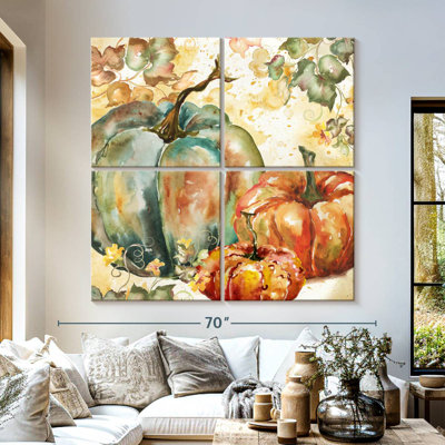 Yarlin, récolte d'aquarelle bleu sarcelle citrouilles I