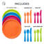  16 Piece Reusable Plastic Dinnerware Set for 4 – Microwavable & Dishwasher Safe Assorted Colour Plates, and Cutlery for Party, Picnic, Camping, Outdoor Gathering & Everyday Dining