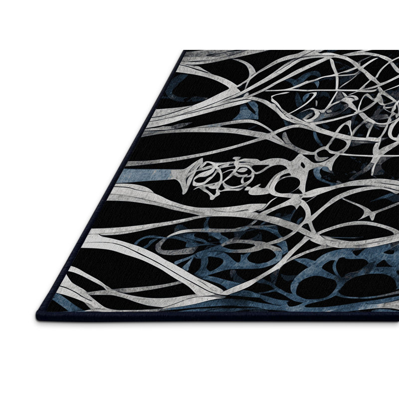 Midnight Blossom Rug, Rectangle 2' x 3'