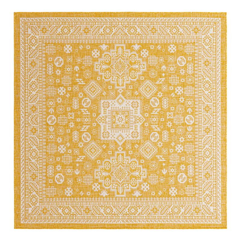 Tapis intérieur / extérieur brun Anaruth, Carré 7 pi 10 po