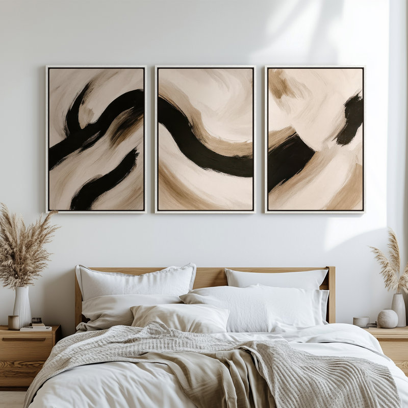 Framed Canvas Wall Art, Vintage Abstract Wall Canvas Prints 24"x36", 36" H x 24" W, White