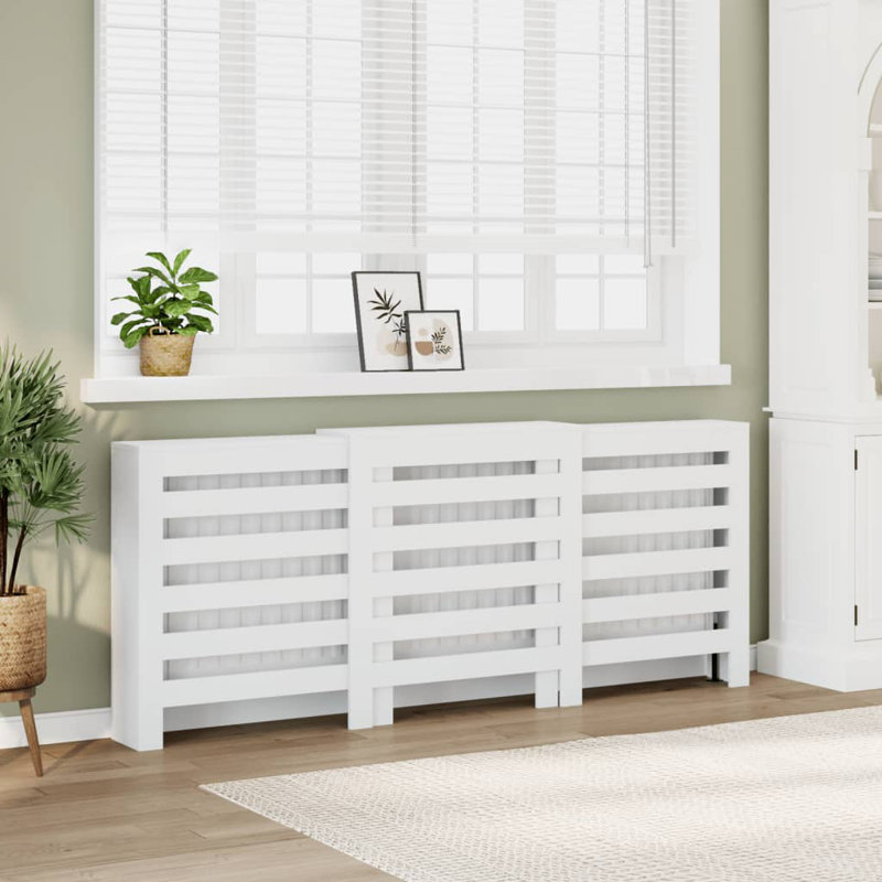 Extra Large Radiator Cover, White, 205 x 21.5 x 83.5 cm, Horizontal Slats