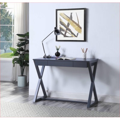 Console, contemporaine avec rangement de tiroir, finition gris anthracite | Bois synthétique