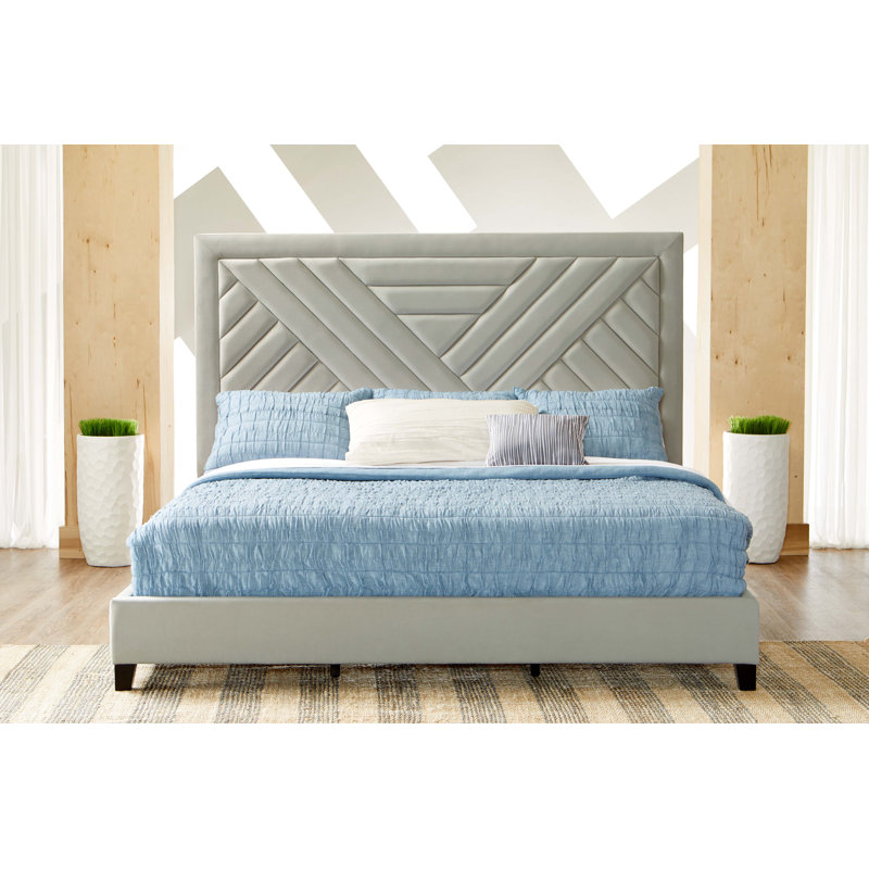 Hershley Upholstered Platform Bed, Sterling, King