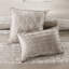 Chenille taupe très grand - 7 pièces avec détails de broderie et rembourrage d'édredon de luxe lavable à la machine-130701454
