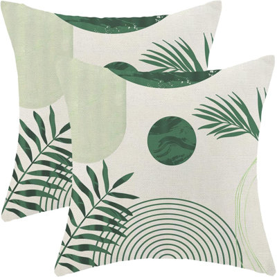 Boho Summer Outdoor Pillow Covers 18 X 18 Inch, Navy Blue Leaf Decor Throw Pillows For Couch Bed, Modern Abstract Plant Indoor Farmhouse Decorative Pi -  GLETED, B0D2TL76XF-16