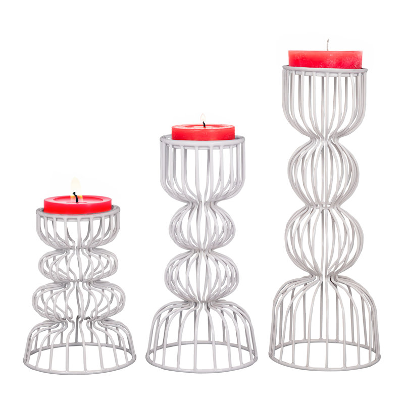 12'' H Metal Tabletop Candlestick, White