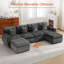 Ensemble de canapé modulaire avec repose-pieds capitonné et dossier coussiné-1028877265
