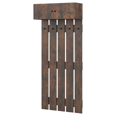 Wall Mounted Entryway Wall Coat Rack with 5 Double Hooks & 2-Door Cabinet Hallway by Latitude Run